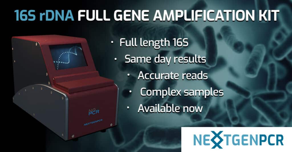 NextGenPCR™ —the world's fastest PCR thermal cycler— is setting new standards in the world of microbiology and bacterial research with its 16S Full Gene Amplification Kit.